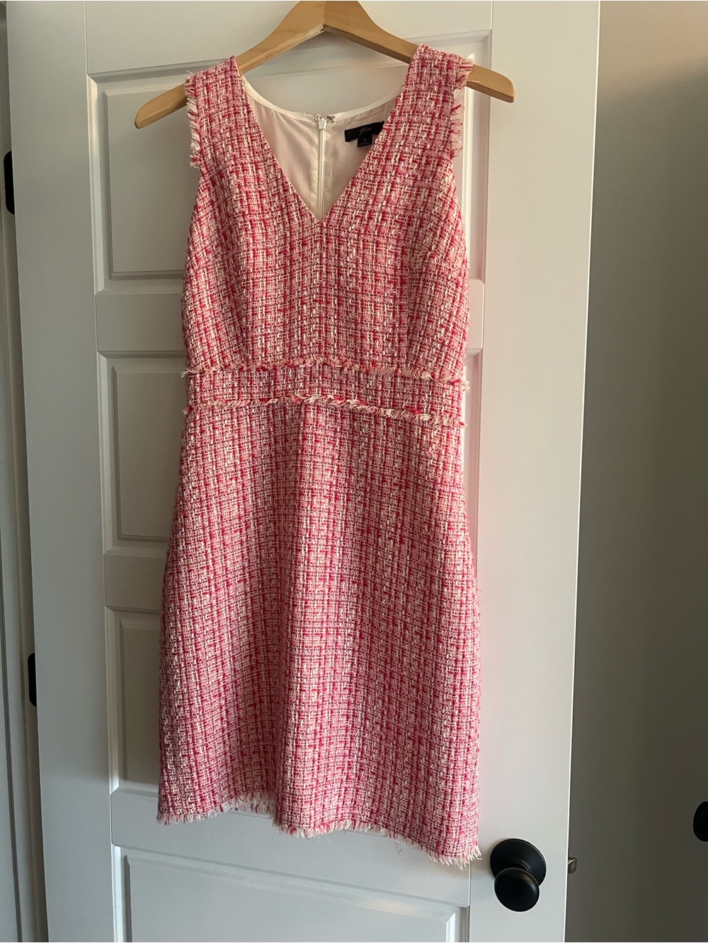 J. Crew Pink Tweed Sleeveless V-Neck Dress